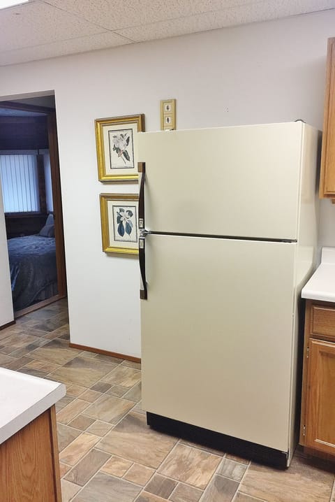 You have a 2nd refrigerator and freezer located on the bottom floor.