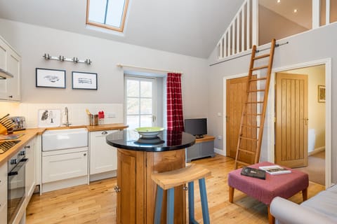 Living area with ladder to loft
