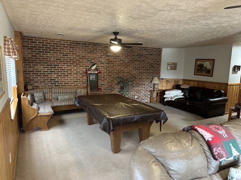 Lower level with Pool Table and Couches