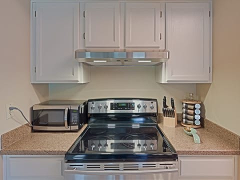 Its equipped with a microwave oven and great  selection of spices