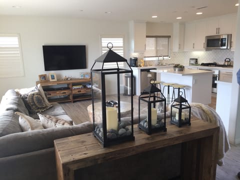 living space and kitchen