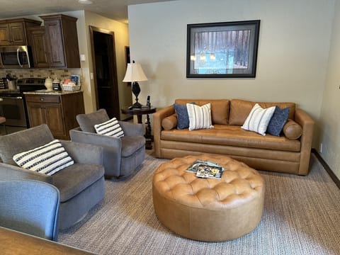 Living room- couch has a queen pull out bed