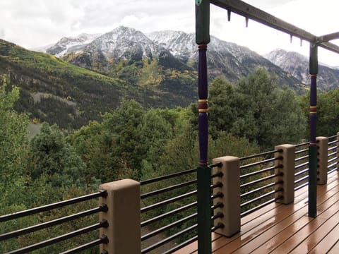 Sweeping panoramic view of the mountains from your large, over sized deck