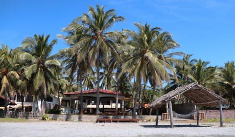 View of the house from the beach. The house has direct beach access.