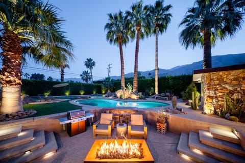 Sunken Fire Pit patio and BBQ area