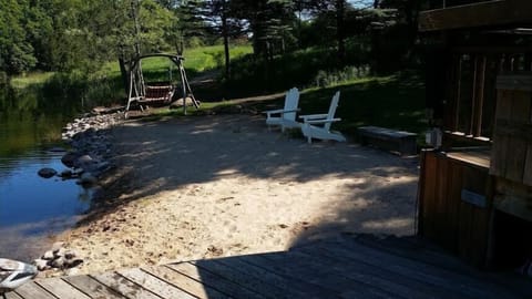 Caribou Bay's completely private sand beach.