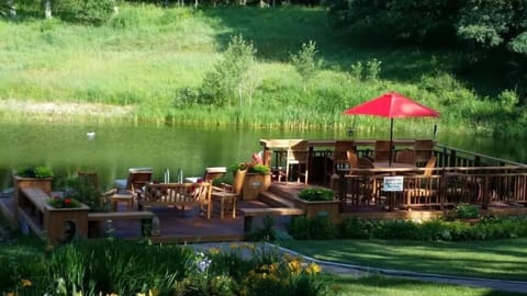 Summer time is fun at Caribou Bay Retreat with it's three tiered Party Deck.