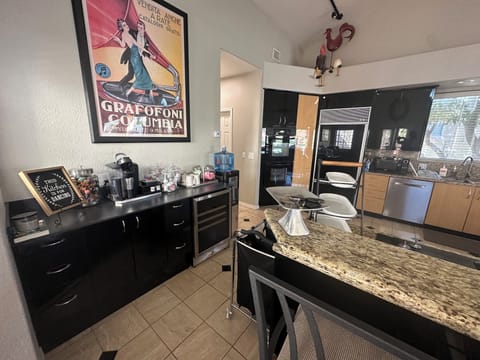 Coffee bar, complementary Keurig pods, with wine refrigerator