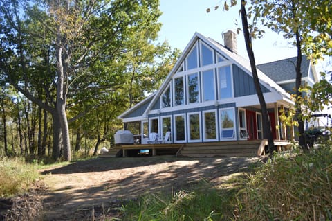 Wall of windows overlooking Bolt Late.  
