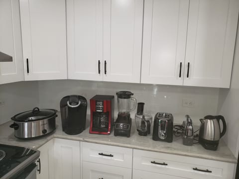 Kitchen is well-stocked with all necessities.