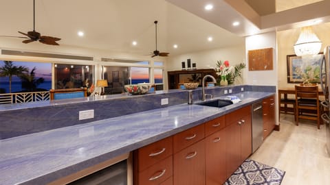 No shortage of kitchen space while open to dining, living and lanai areas.