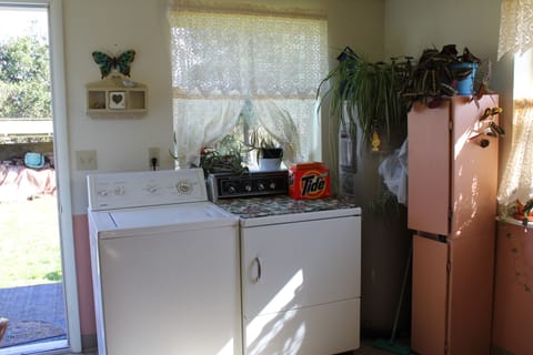 Washer and Dryer. We provide detergent, soaps, and paper products.