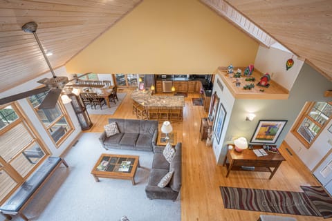 Lots of room for all! Kitchen, dining and great rooms festively unite. 