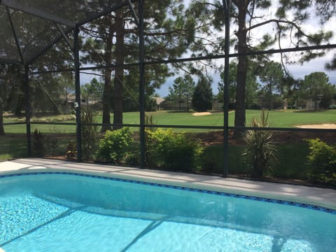 private pool with georgious views on the golf