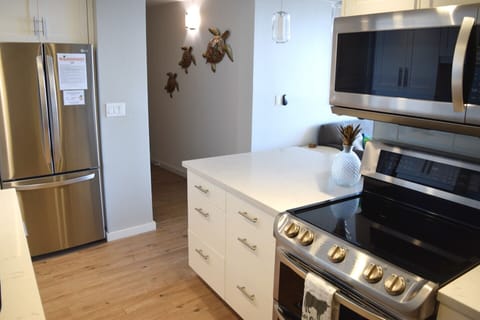 Kitchen and condo entryway