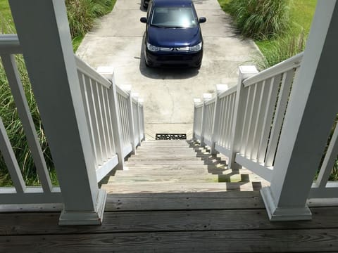 View down the front porch stairs