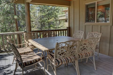 Covered deck table seats 8!