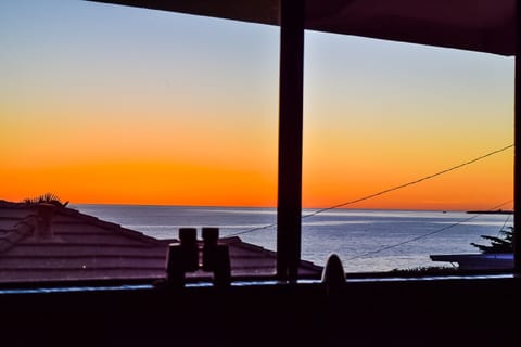 Twilight through kitchen window.
