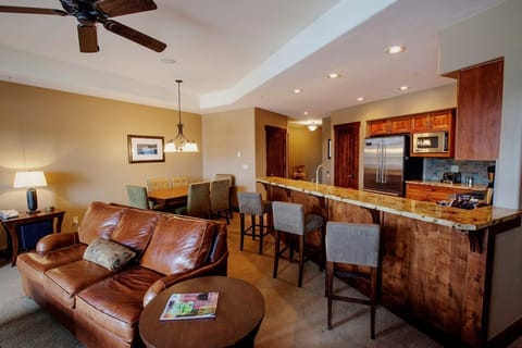 The open-plan layout of the condo is great for a vacation