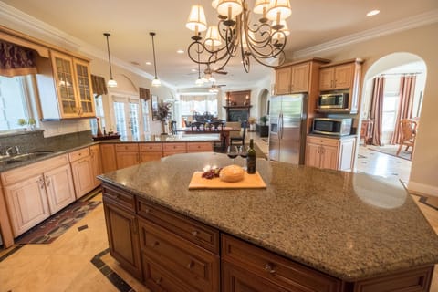 Fully stocked kitchen.