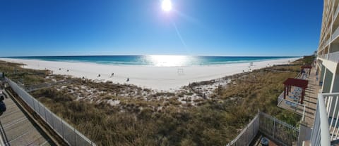 Panoramic beach view from balcony