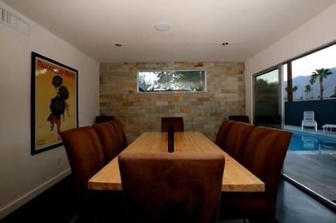 A custom dining table made from a real bowling alley lane!