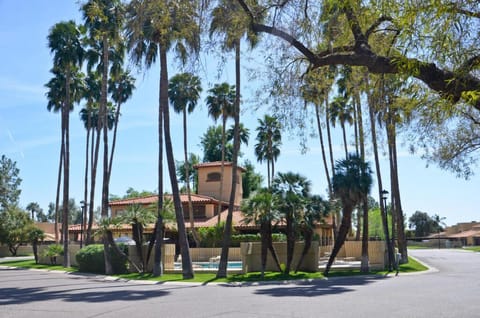 Front of the community where one pool and spa are located