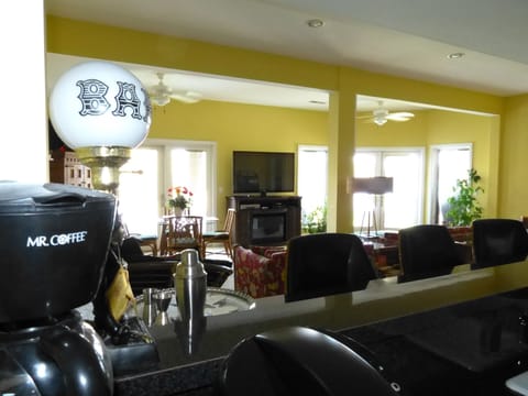 Walkout family room with 70" Smart TV