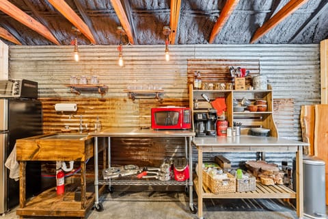 coffee bar complete with creamer, flavors and coffee!