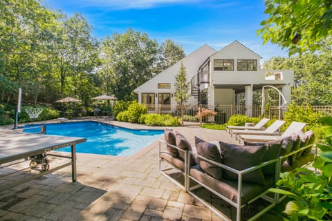 Exterior - complete with pool, loungers, basketball hoop and ping pong table