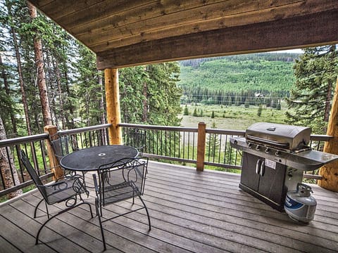 Private balcony off main floor living room with grill and beautiful views