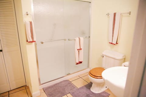 Main floor (downstairs) bathroom with shower