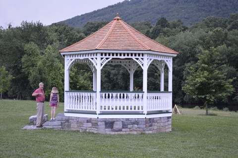 Lovely gazebo in the town park next to the river.