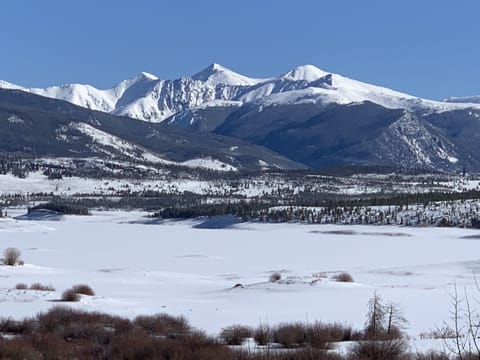 Our view from the living room with Grays and Torreys peaks in the background