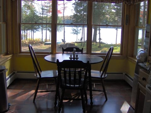 view of lake from kitchen