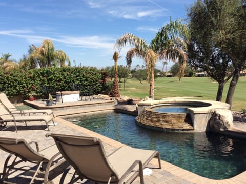 Private pool + raised spa with fairway views