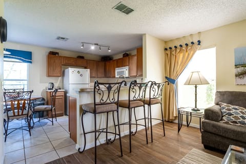 Looking over into the kitchen from the breakfast bar