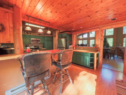Kitchen Bar has two comfy stools for quiet morning conversation over coffee