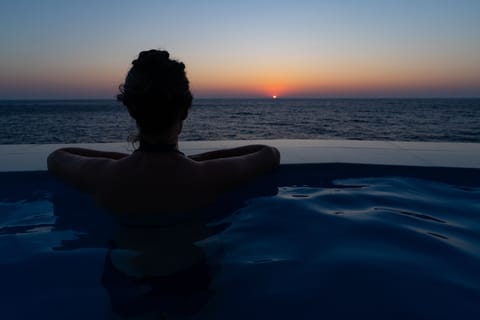 Overlooking the Aegean Sea from the pool.  Sunset.