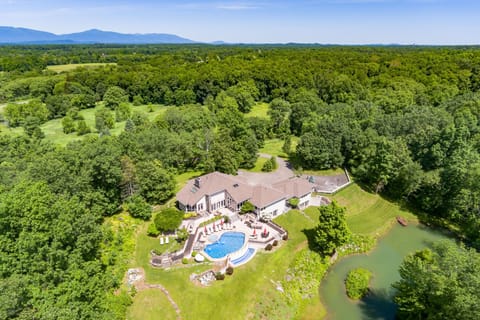 Aerial View Private-Luxury 31 Acre Estate.
Catskills Mountains in background.