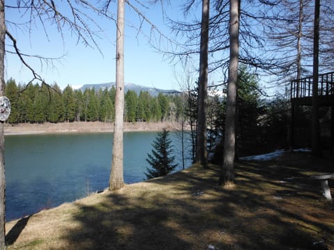 The view from the living room and kitchen