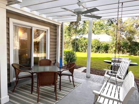 Grill and dine on the patio with private views