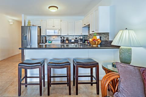 Stool seating as well as table.