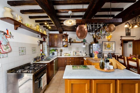Kitchen with a host of appliances.