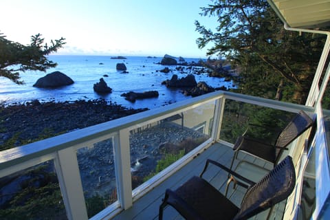 This private balcony is accessible from the master bedroom.