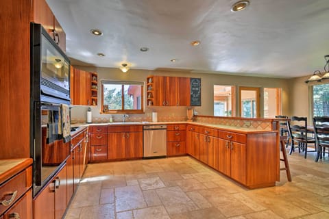 There's ample counter space for meal prep.