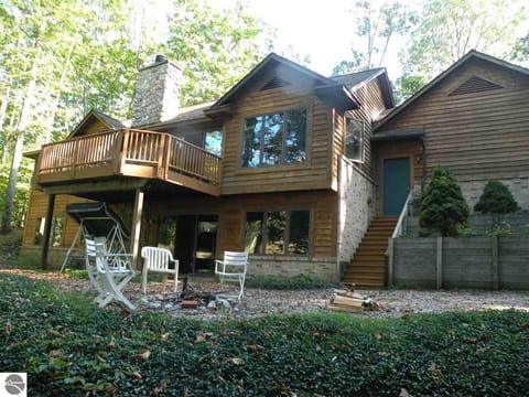 Private backyard with fire pit.