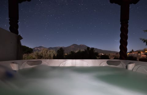 A cloudless night with a view of Taos Mountain from the hot tub