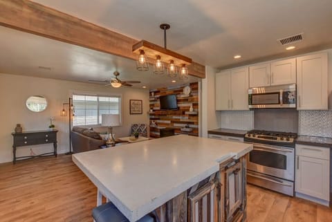 Open concept layout....living room and kitchen. 