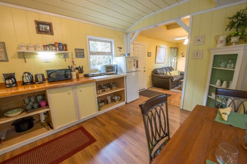 Cookware, Utensils, Dish and Glassware, Microwave, Coffee Maker, Kettle. 